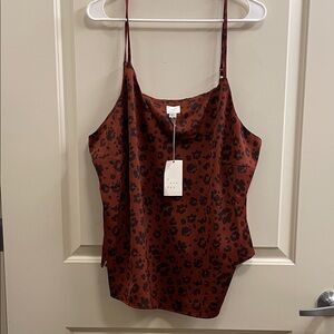Leopard Print Satin Cami Top